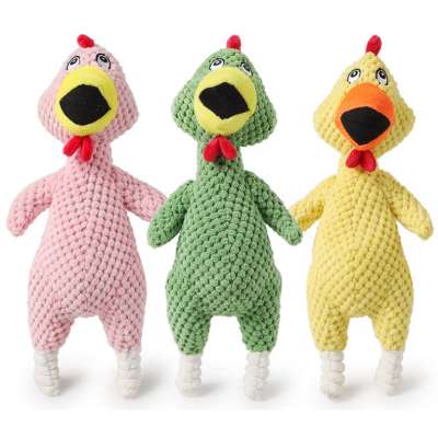 Colorful  pineapple feather sound scream chicken new pet plush sound toy high quality toy